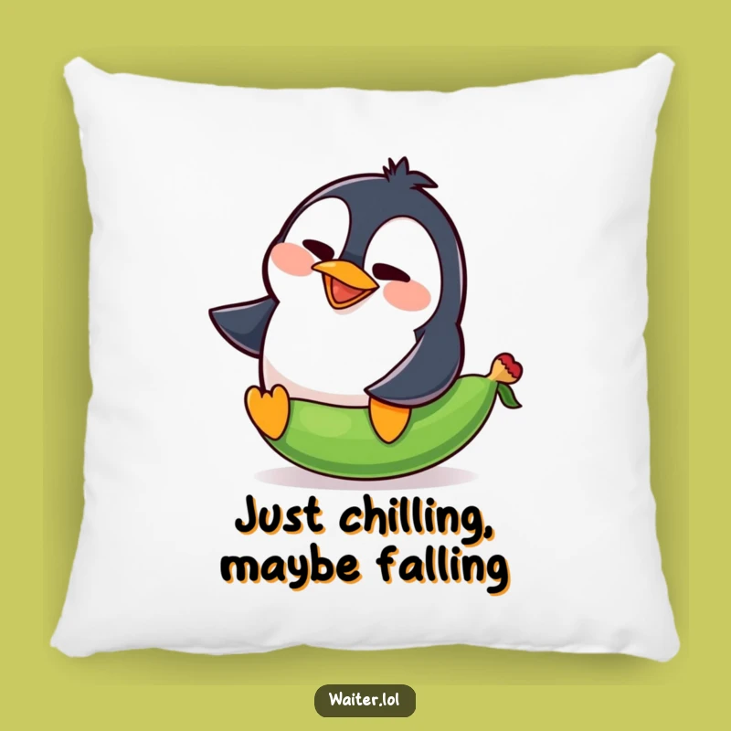 Funny Penguin Pea Slip Pillow: Comical Squawk Comfort, Silly Decor