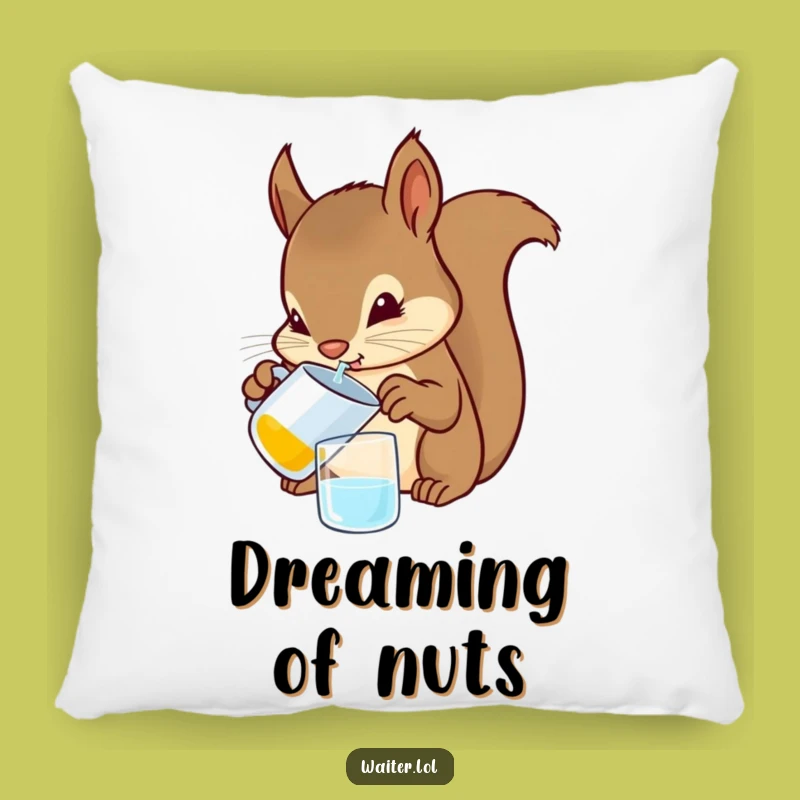 Funny Squirrel Bartender Pillow: Cozy Comfort with a Hilarious Pouring Rodent