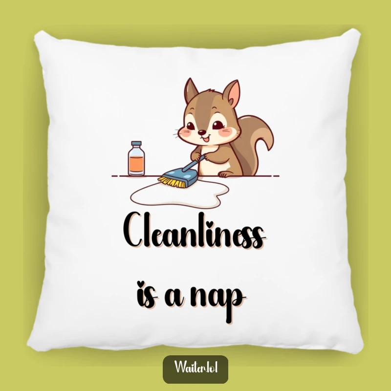Funny Squirrel Cleaning Pillow - Cozy Comfort & Determined Design, Great Gift!