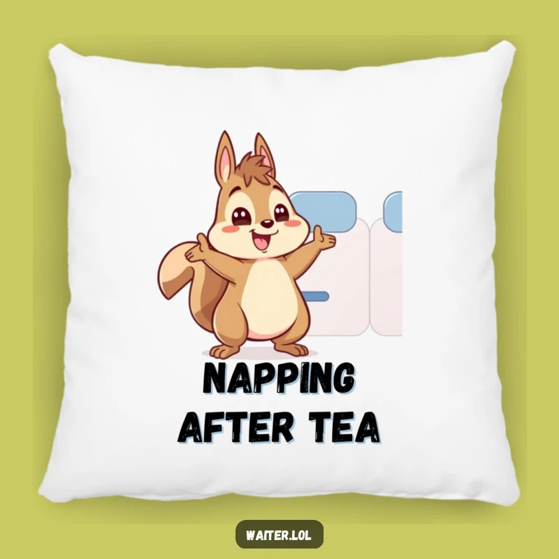 Funny Squirrel Tea Accent Pillow - Wide Eyed Comfort