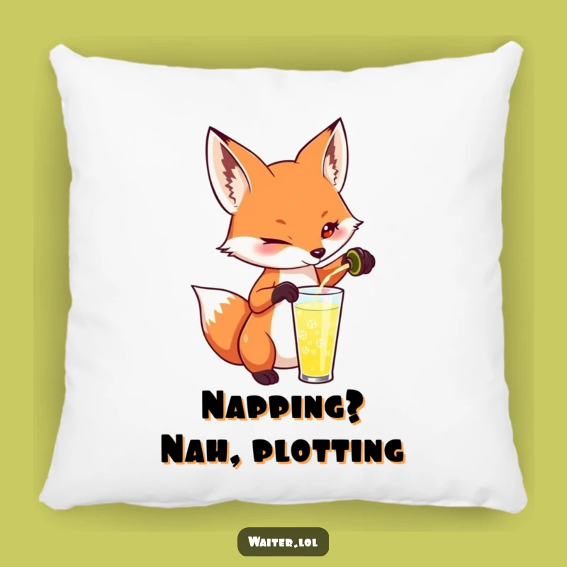 Funny Fox Pouring Drink Pillow - Cozy Comfort & Sly Design, Great Gift!