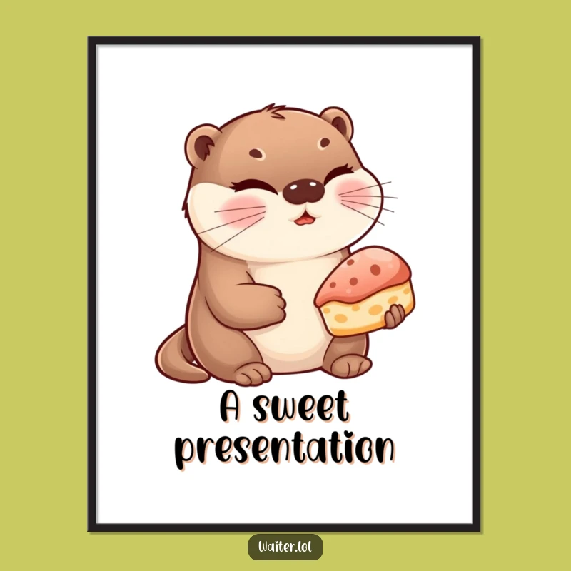 Funny Otter Pastry Digital Art: Winking Otter Decor, Instant Sweetness, Perfect Funny Gift