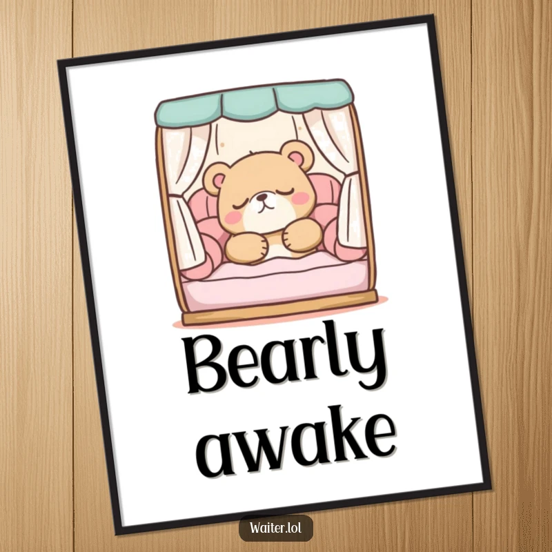 Funny digital art: A sleepy bear character peacefully snoozing in a comfortable booth, embodying ultimate relaxation and cozy charm.