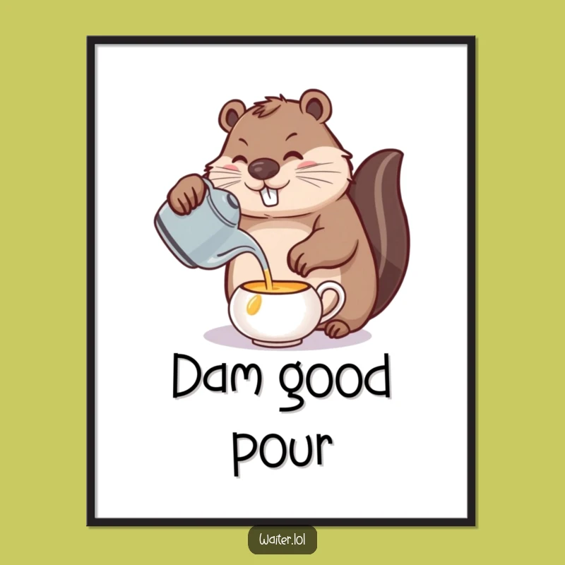 Printable Funny Beaver Tea Art: Instant Precision for Your Walls