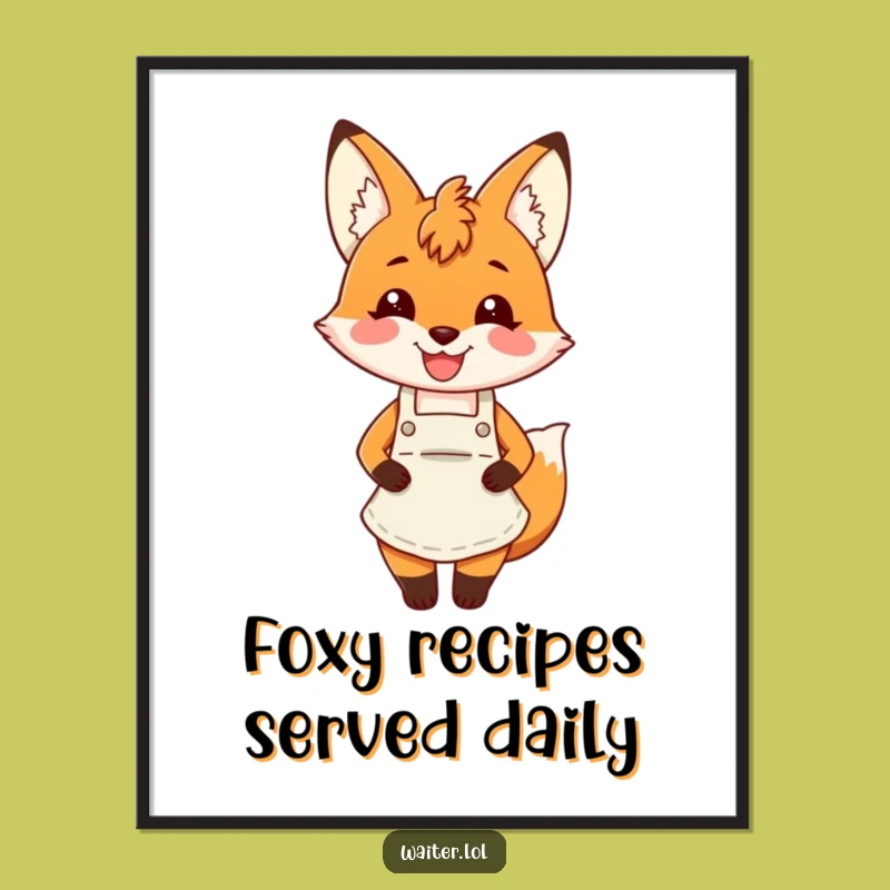 Funny Fox Apron Digital Art Print: Charming Smiles Instantly
