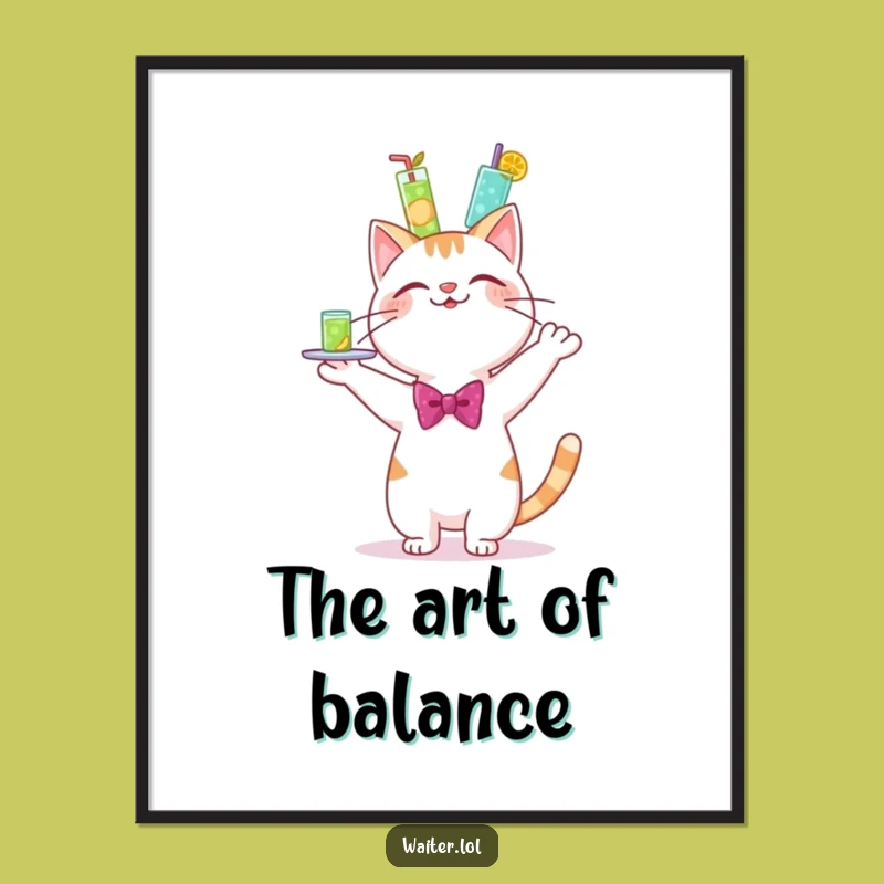 Funny Cat Bartender Digital Art - Wobbly Drinks Wall Decor Gift