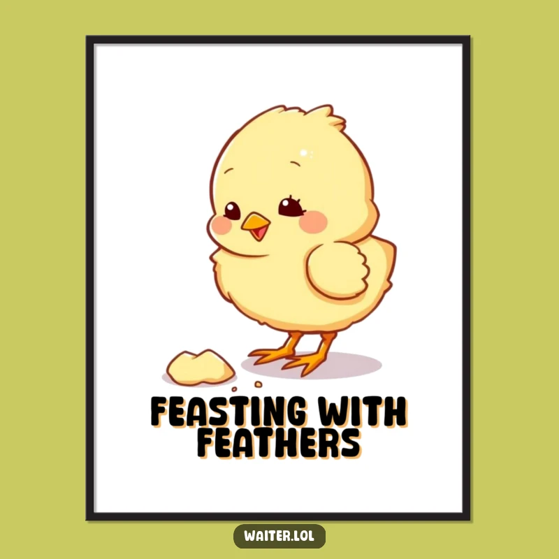 Funny Chick Pecking Digital Art: Instant Cuteness for Walls