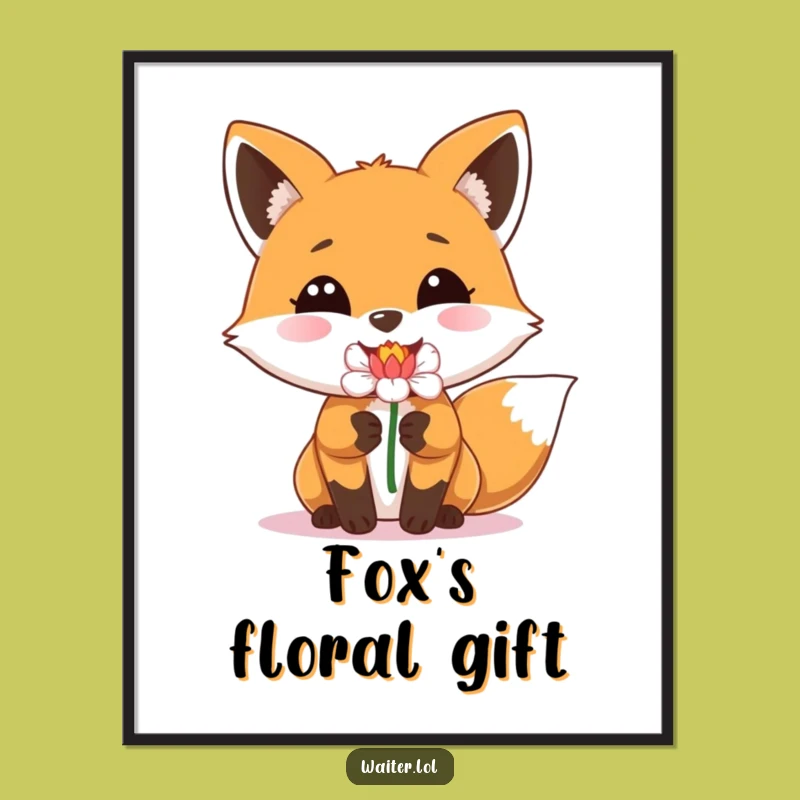 Funny Fox Flower Delivery Digital Art - Beaming Nature Print for Instant Joy