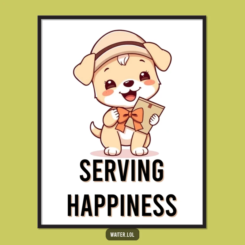Funny Giggling Puppy Menu Digital Art: Instant Hilarious Decor for a Cheerful Space