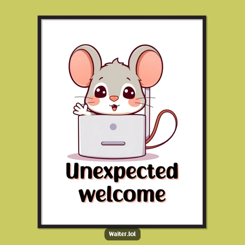 Funny Mouse Surprise Digital Art: Instant Welcome, Perfect Funny Gift for Walls!