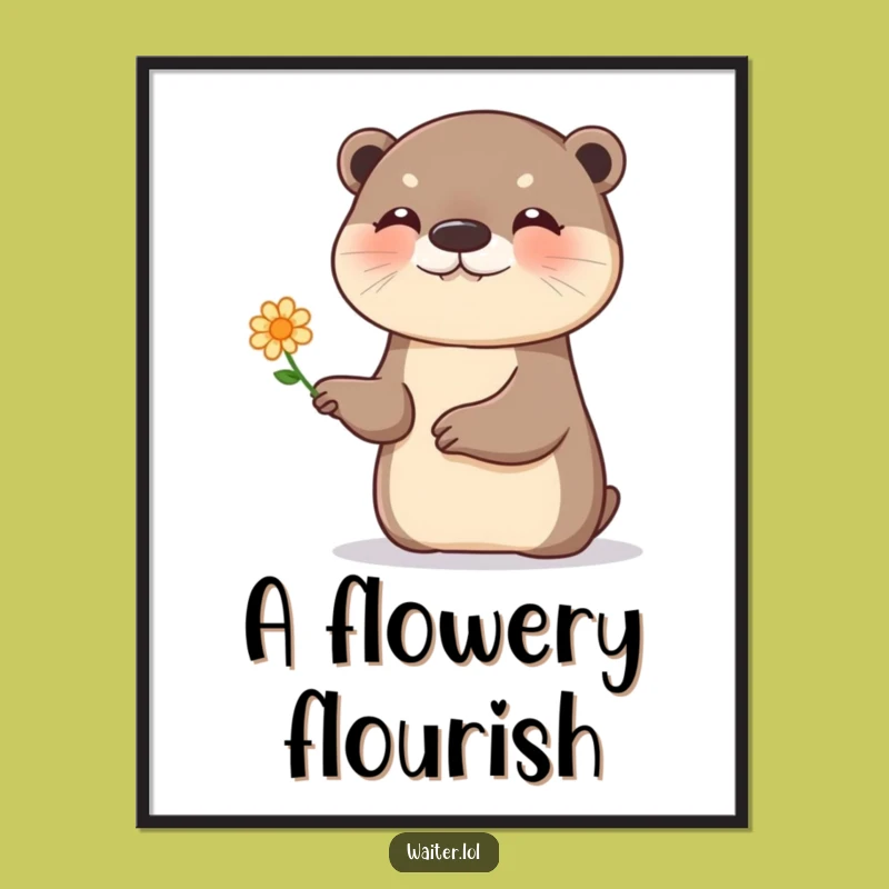 Funny Otter Digital Art: Joyful Presentation Print for Instant Smiles