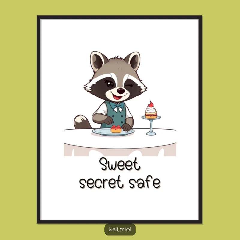 Funny Raccoon Waiter Digital Art: Instant Hilarious Download for Sly Decor
