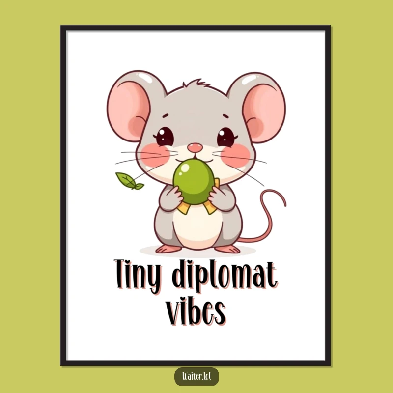 Funny Tiny Mouse Olive Digital Print, Instant Charm for Your Space!