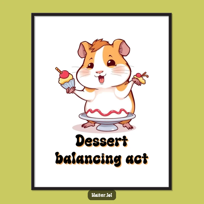 Funny Wobbly Guinea Pig Digital Print - Instant Sweetness for Your Walls