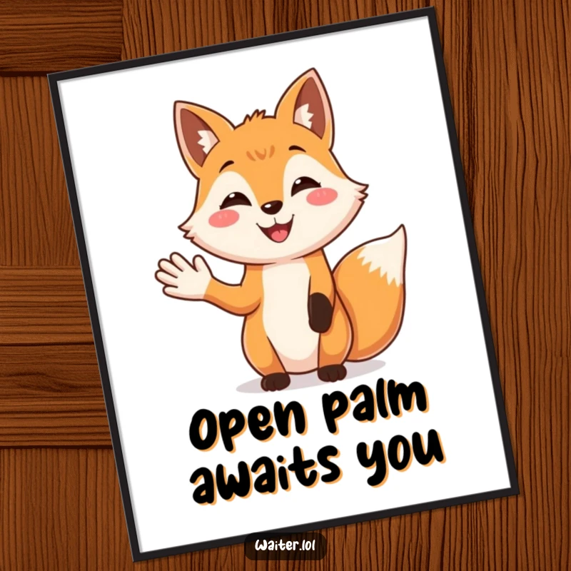 Funny Fox Welcome Digital Art: A smiling fox extends a friendly greeting, perfect for adding a welcoming touch to any decor.