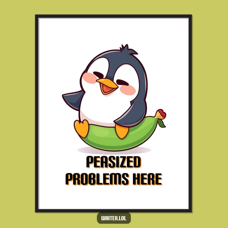 Funny Penguin Pea Slip Digital Art Print: Comical Squawk Instant Laughs
