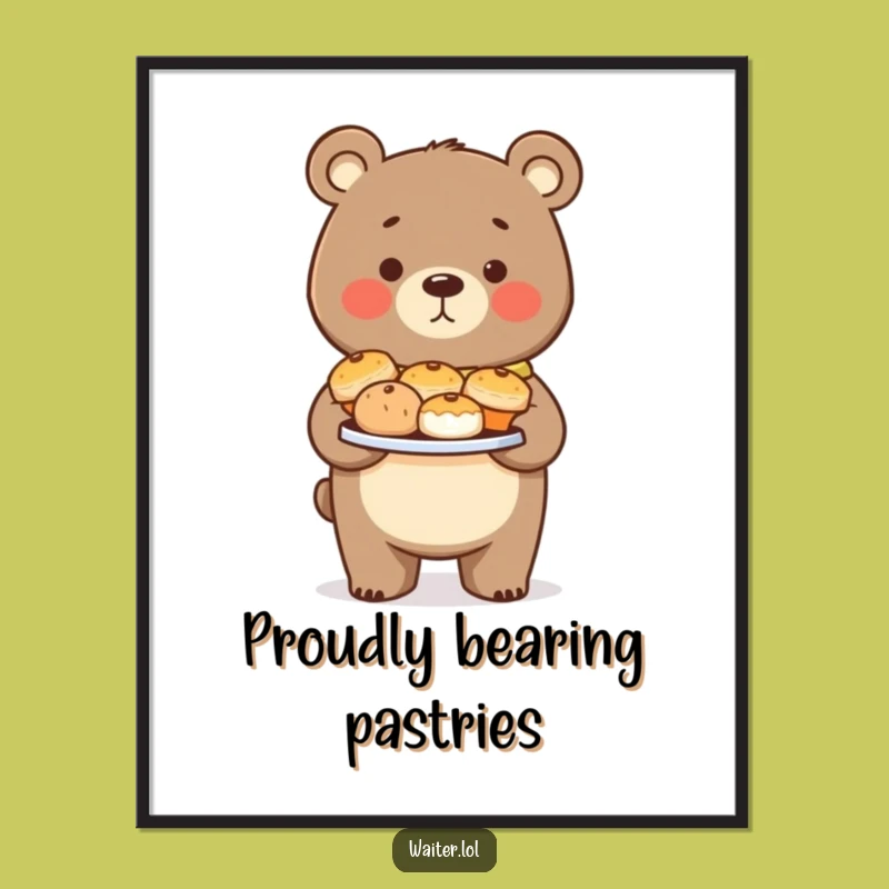 Funny Bear Pastry Digital Art: Proud Baker Decor, Perfect Instant Gift