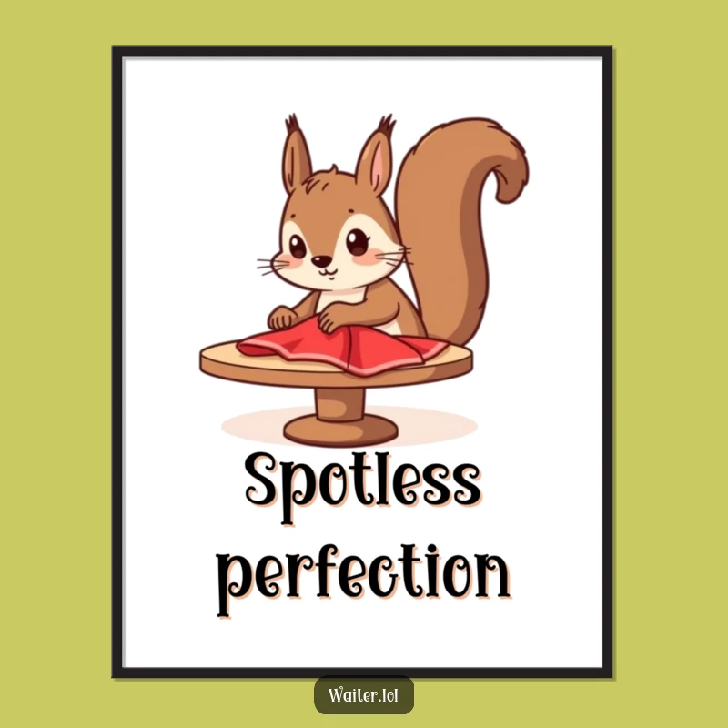 Funny Squirrel Cleaner Digital Art: Tidy Squirrel Print, Instant Decor Gift!