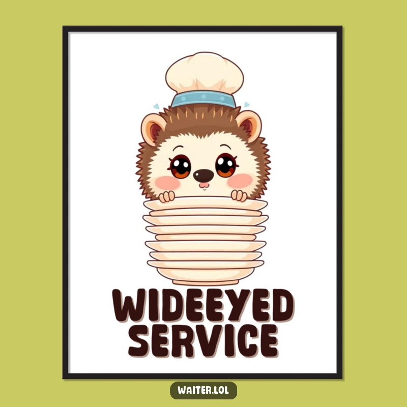 Funny Hedgehog Waiter Digital Art: Instant Hilarious Download for Curious Decor