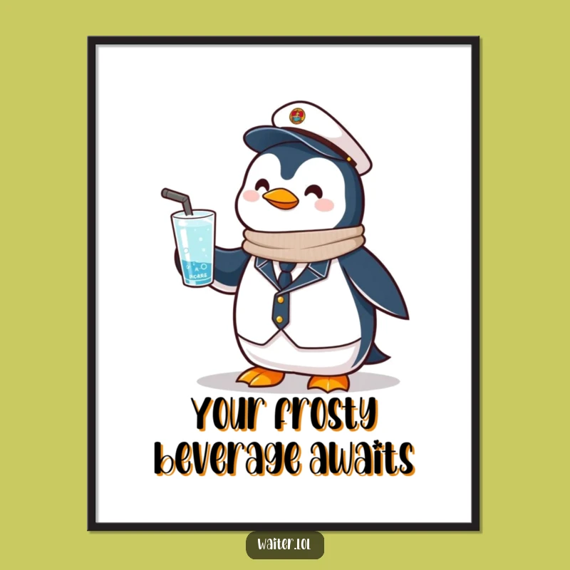 Funny Penguin Bartender Digital Art: Cool Decor, Perfect Instant Gift