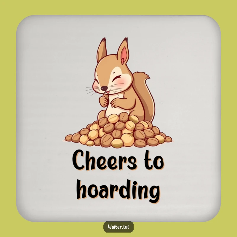 Funny Squirrel Waiter Drink Coaster Set: Protect Surfaces with Focused Nut Art