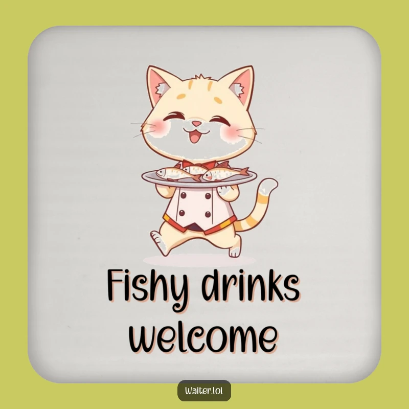 Funny Cat Waiter Coaster: Fish Plate Protection, Charming Gift Set