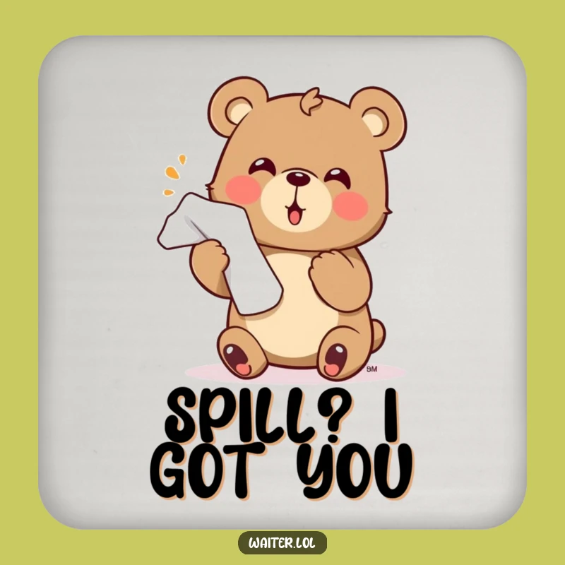 Funny Bear Coaster: Protect Surfaces with Enthusiastic Bear Humor