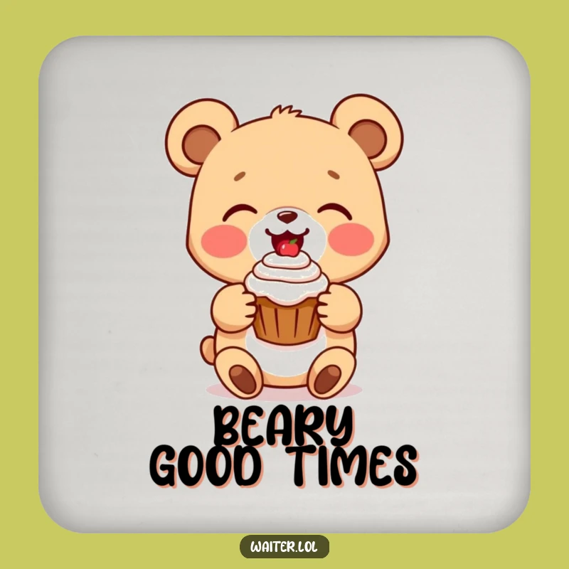 Funny Bear Cub Cupcake Coaster: Protect Surfaces with Sweetness, Drink Accessory Gift!