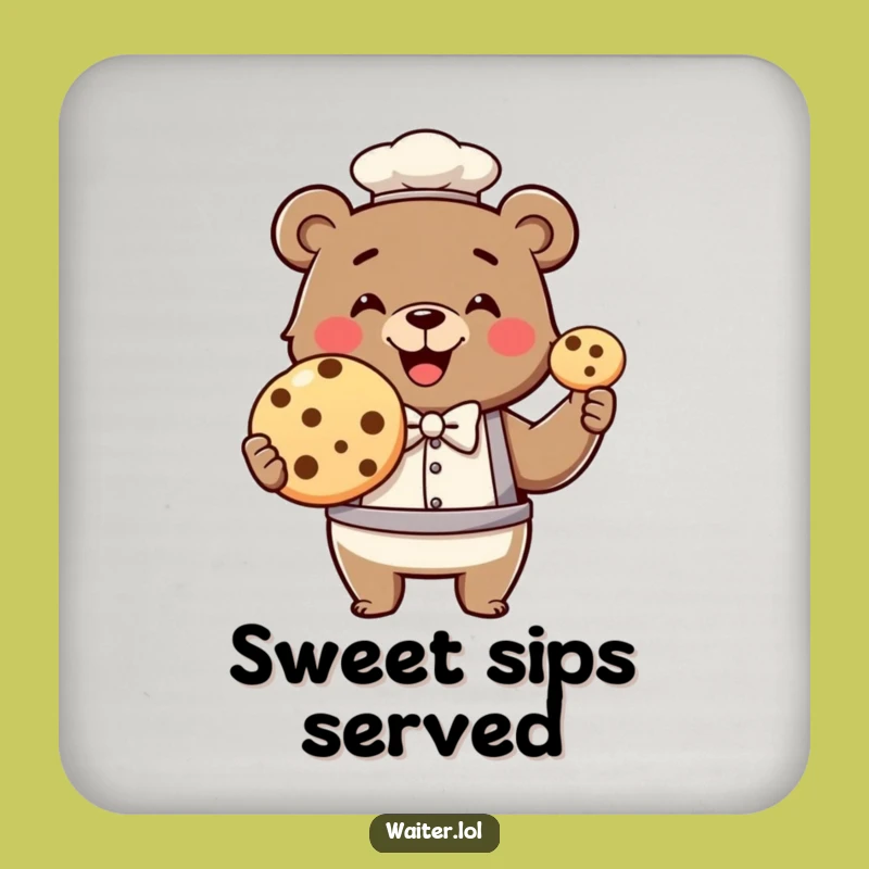 Funny Bear Waiter Coaster: Giant Cookie Protection, Charming Gift Set