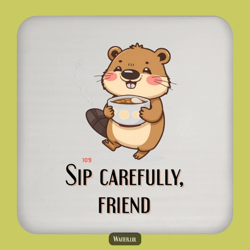 Funny Beaver Coaster: Protect Surfaces with Careful Beaver Humor