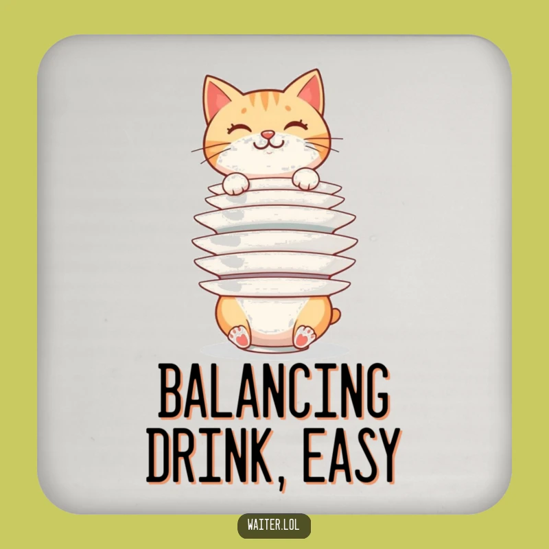 Funny Cat Plate Stacker Coasters: Precarious Art, Protect Surfaces, Perfect Funny Gift