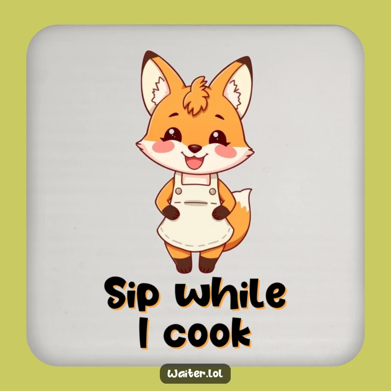 Funny Fox Apron Coaster: Cheerful Fox Protects Surfaces