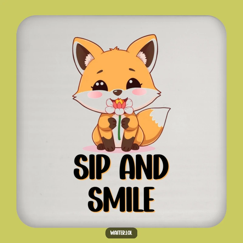 Funny Fox Flower Delivery Coaster - Beaming Protection for Your Surfaces