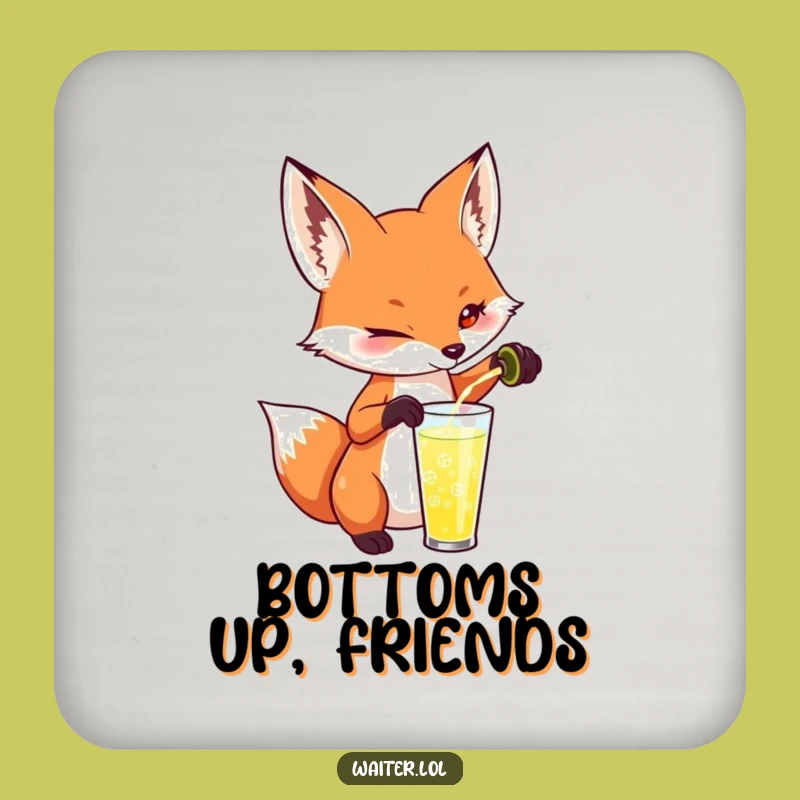 Funny Fox Pouring Drink Coaster Set - Protect Surfaces & Add Wit, Gift Idea!