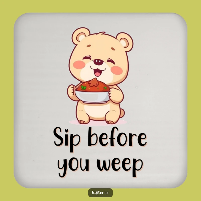 Funny Giggling Bear Cub Coaster - Protect Surfaces with Proud Humor!