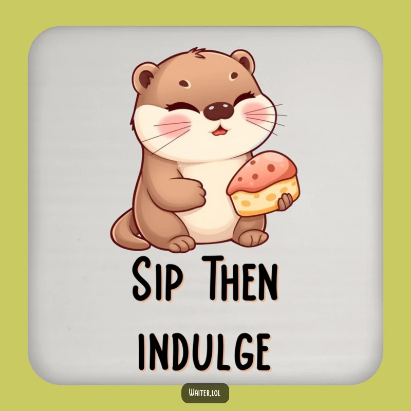 Funny Otter Pastry Coaster: Protect Surfaces with a Winking Otter, Hilarious Drink Gift