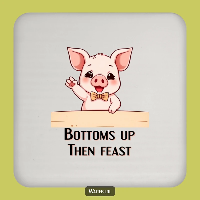 Funny Piglet Waiter Coaster: Protect Surfaces with a Bowtie Piggy, Hilarious Bartender Gift