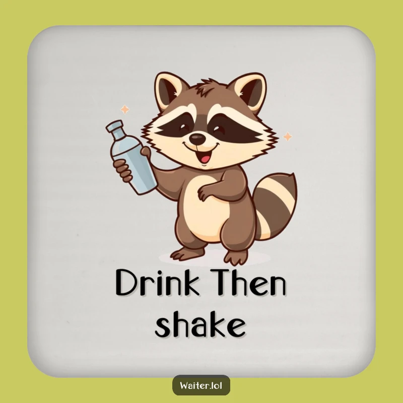 Funny Raccoon Bartender Coaster: Protect Surfaces with a Shakin’ Raccoon, Hilarious Bar Gift
