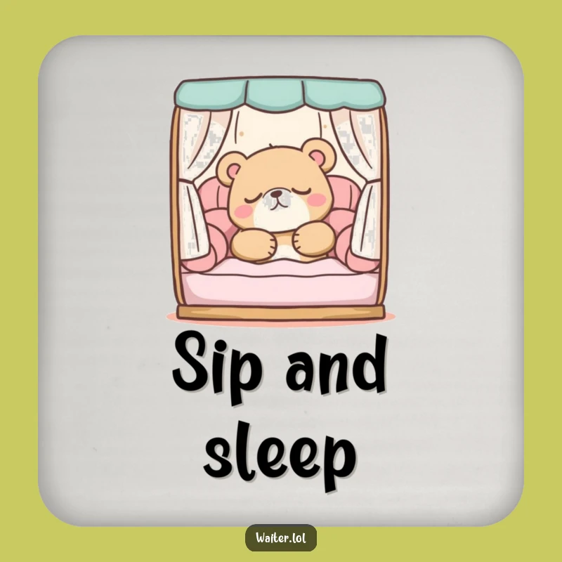 Funny Sleepy Bear Drink Coasters: Protect Surfaces with Cozy Nap Charms
