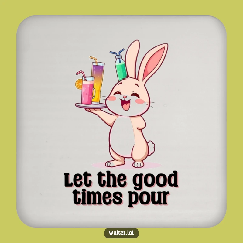 Funny Cheerful Bunny Drinks Coaster - Protect Surfaces with Wobbly Charm Gift