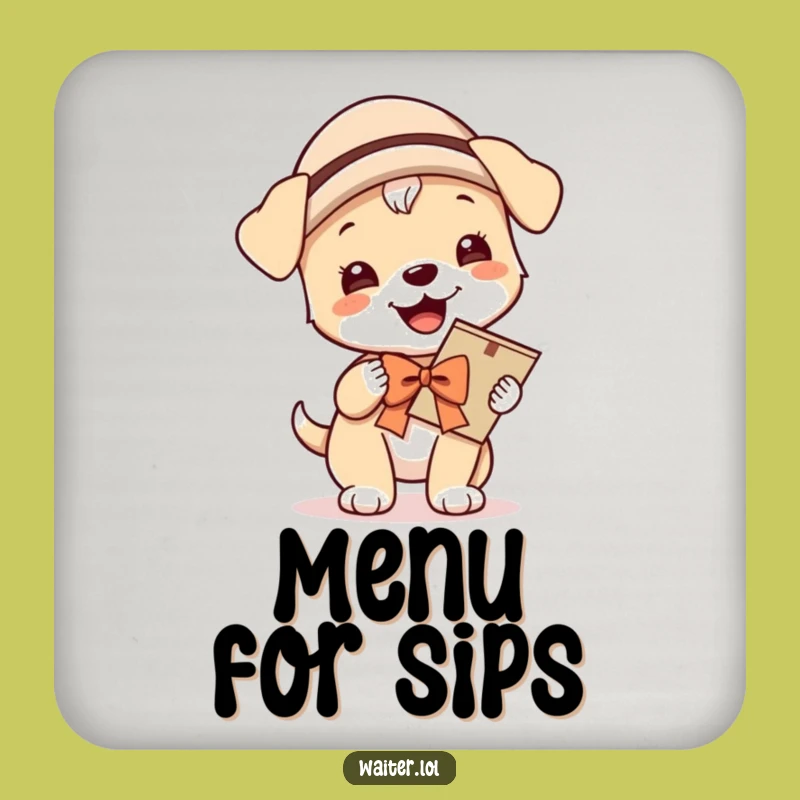 Funny Giggling Puppy Menu Drink Coaster: Protect Surfaces with Hilarious Dog Art