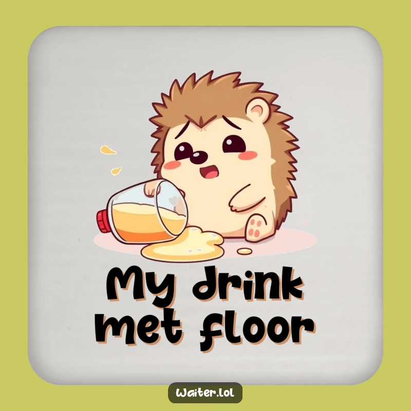 Funny Hedgehog Spill Drink Coaster: Protect Surfaces with Humor!