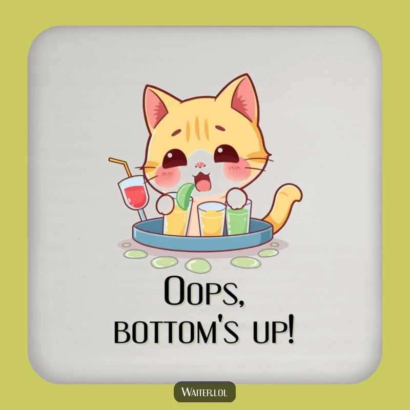 Funny Cat Drink Protector Coaster - Yelping Spill Guard