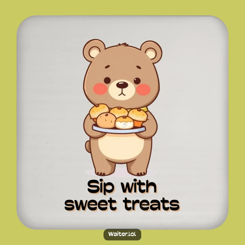 Funny Bear Pastry Coaster: Protect Surfaces, Perfect Gift for Bakers