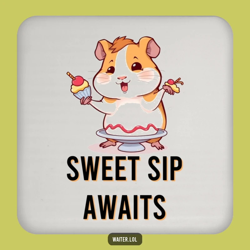 Funny Wobbly Guinea Pig Coaster - Protect Surfaces with Dessert Flair