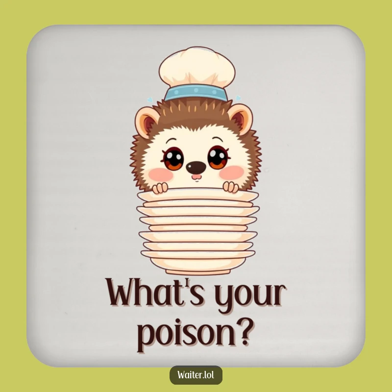 Funny Hedgehog Waiter Drink Coaster Set: Protect Surfaces with Curious Critter Art