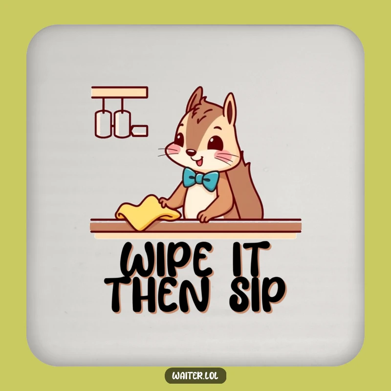 Funny Squirrel Cleaner Coaster: Protect Surfaces with a Bowtie Squirrel, Hilarious Housewarming Gift