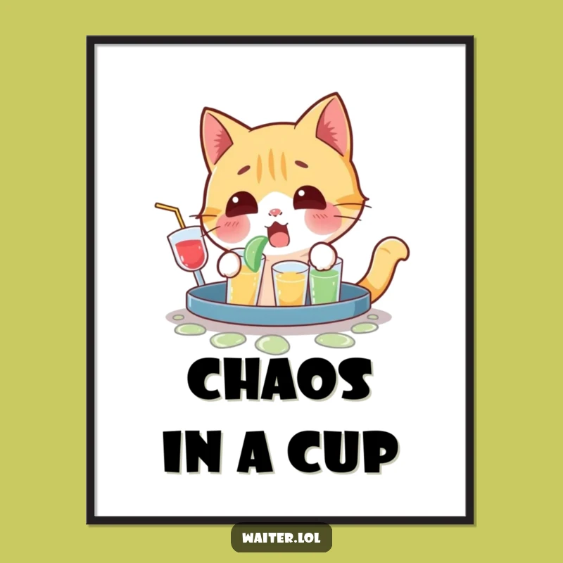 Funny Cat Spill Scene Poster - Surprised Yelp Wall Art