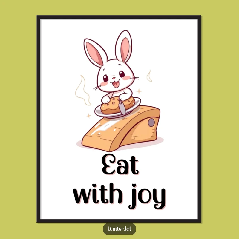 Funny Bunny Food Delivery Poster - Cheerful Wall Art Gift