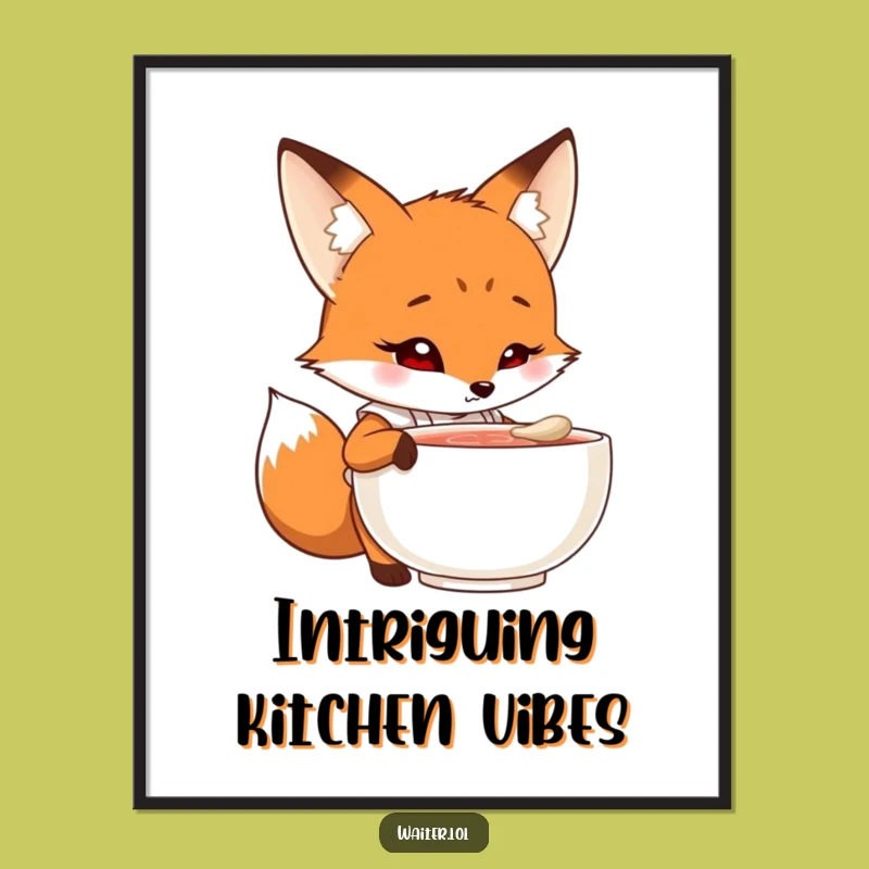 Funny Fox Chef Poster: Curious Fox Art, Intriguing Kitchen Decor Gift!